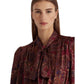 Paisley Satin Charmeuse Tie-Neck Blouse