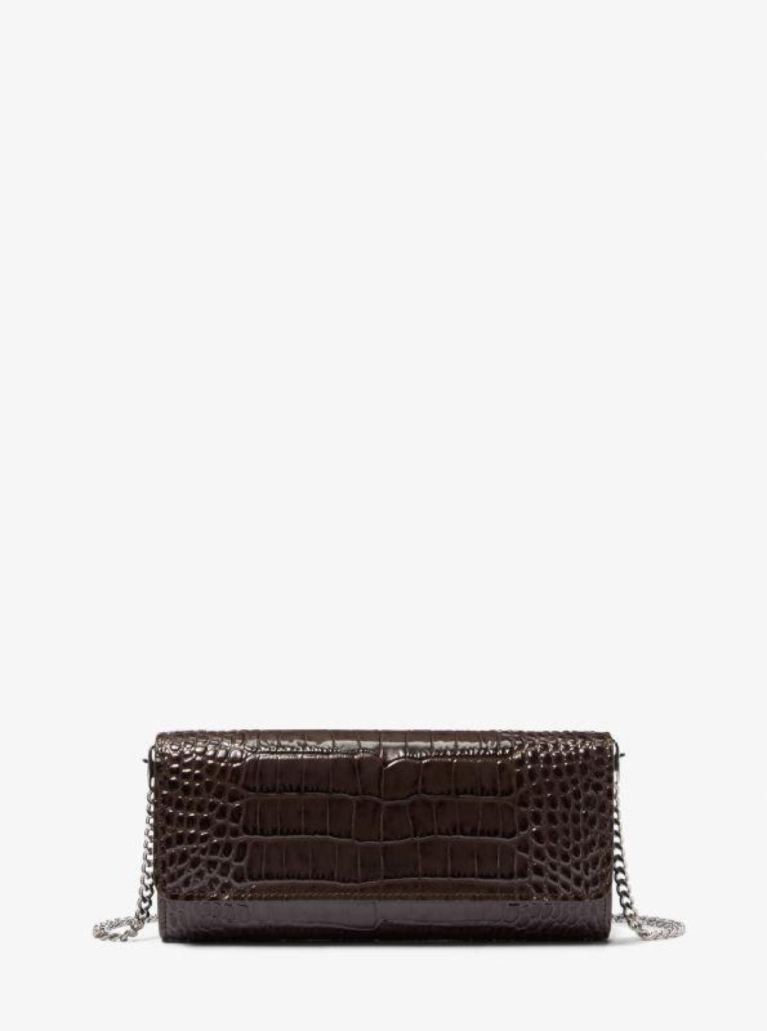 Cate Crocodile Embossed Patent Leather Clutch