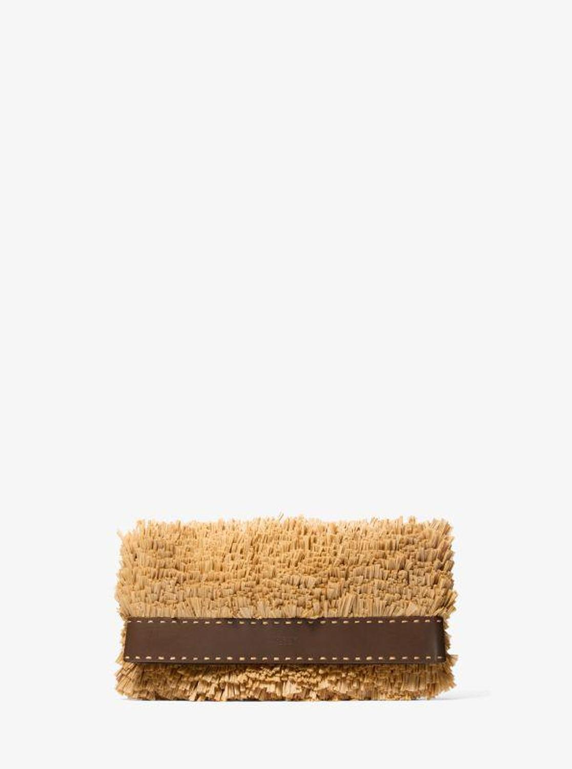 Sorrento Hand-Stitched Fringe and Leather Foldover Clutch