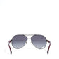 Chanel Polarised Lens Aviator Sunglasses Silver / Maroon Acetate 135