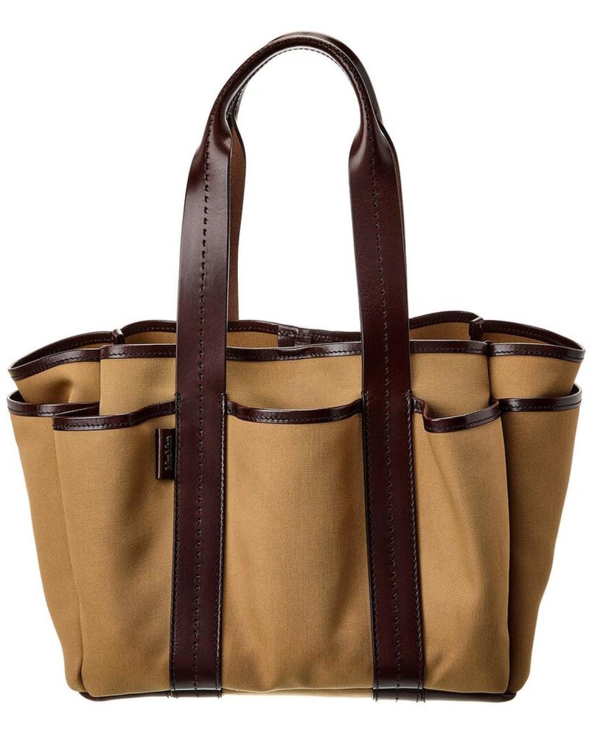 Max Mara Giardiniera Medium Canvas & Leather Tote