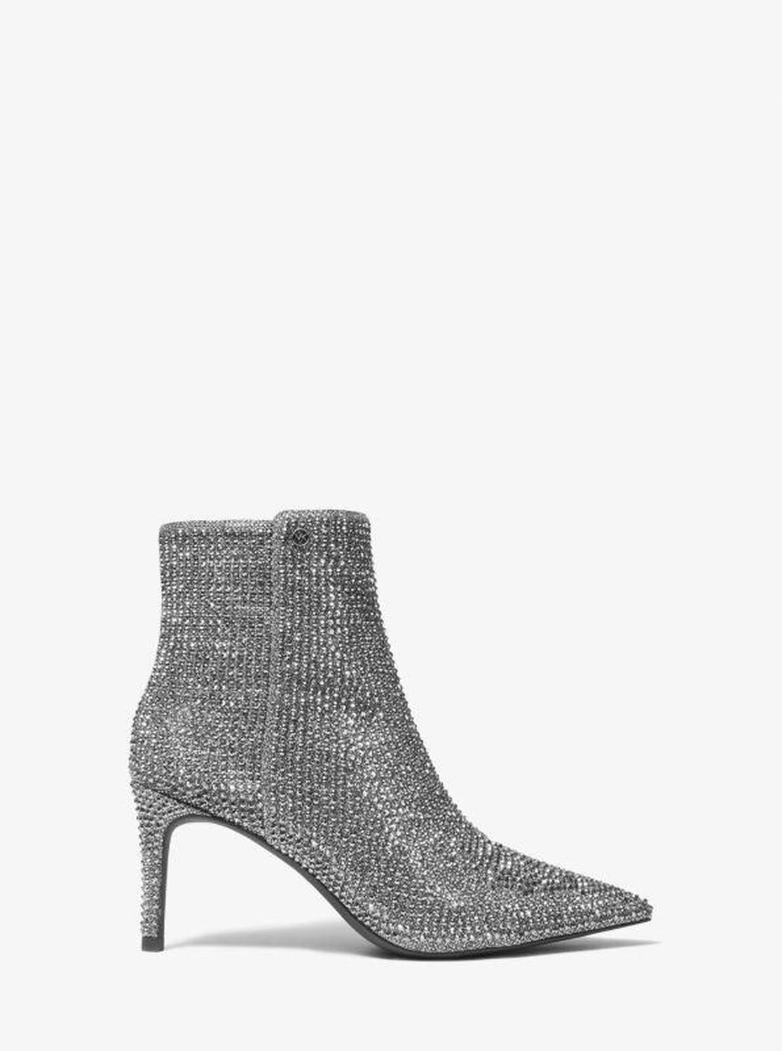 Alina Flex Embellished Glitter Chain-Mesh Ankle Boot