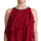 PLEIN SUD Elegant Silk Sleeveless Ruffled Maxi Dress