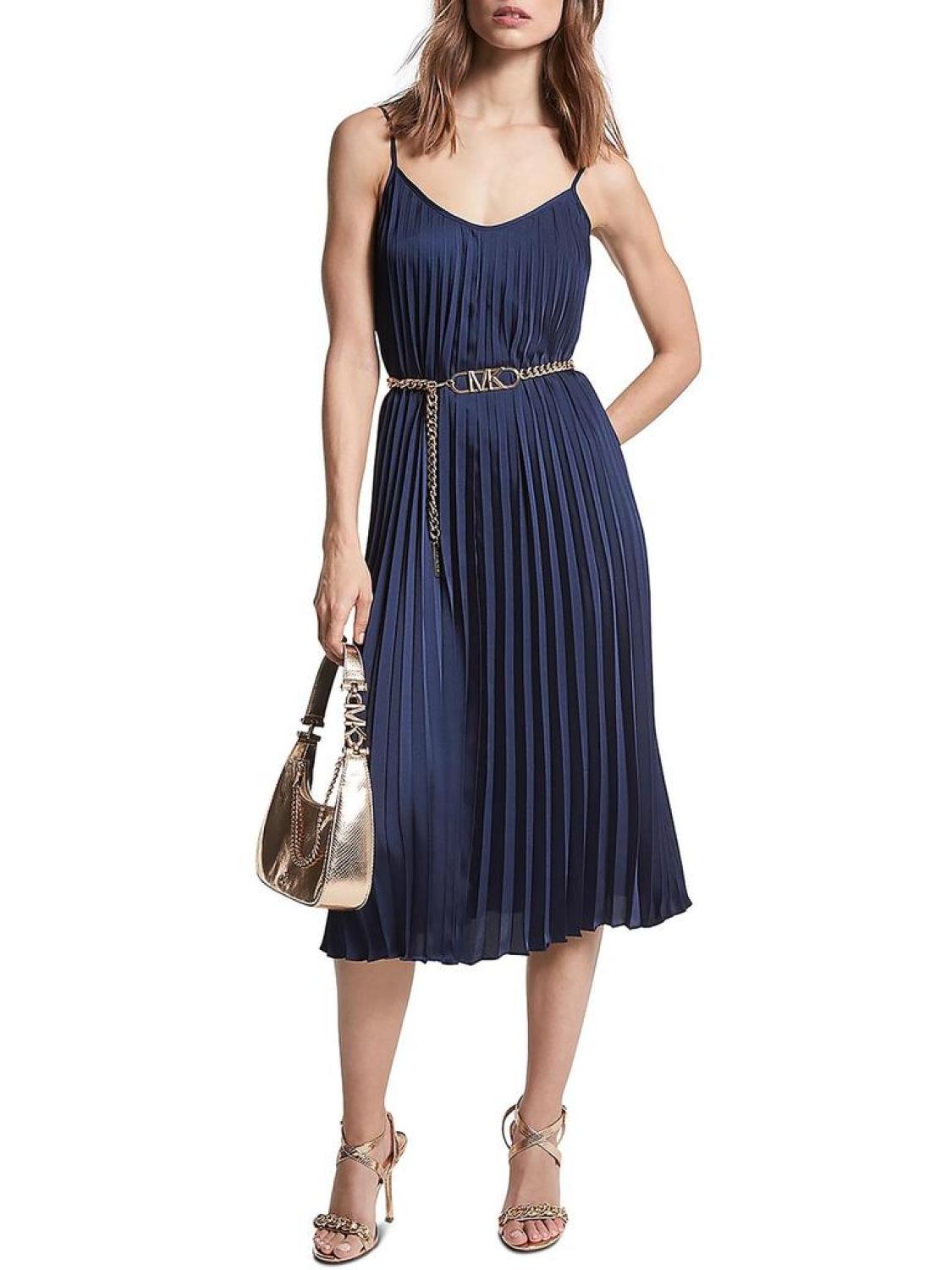 Womens Pleated Long Slip Dress