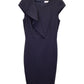 Max Mara Drape-Detail Sheath Dress in Navy Blue Wool