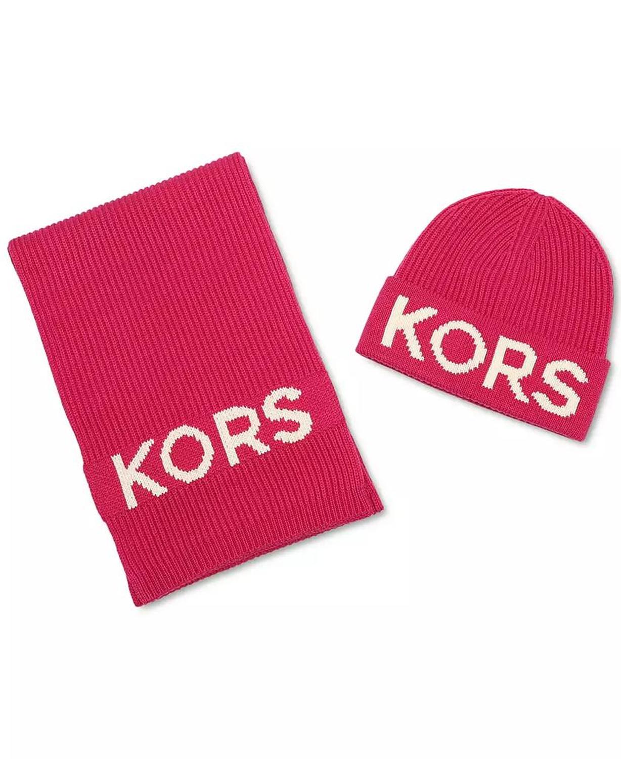 KORS Fisherman's Rib Beanie and Scarf Set