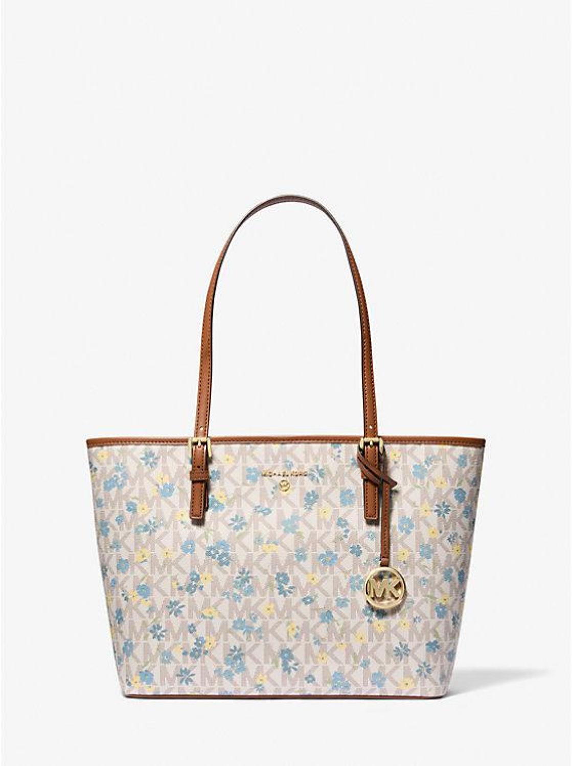 Jet Set Charm Medium Floral Print Logo Tote Bag