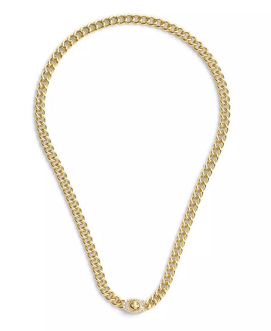 Women's Faux Stone Signature C Pave Turnlock Necklace