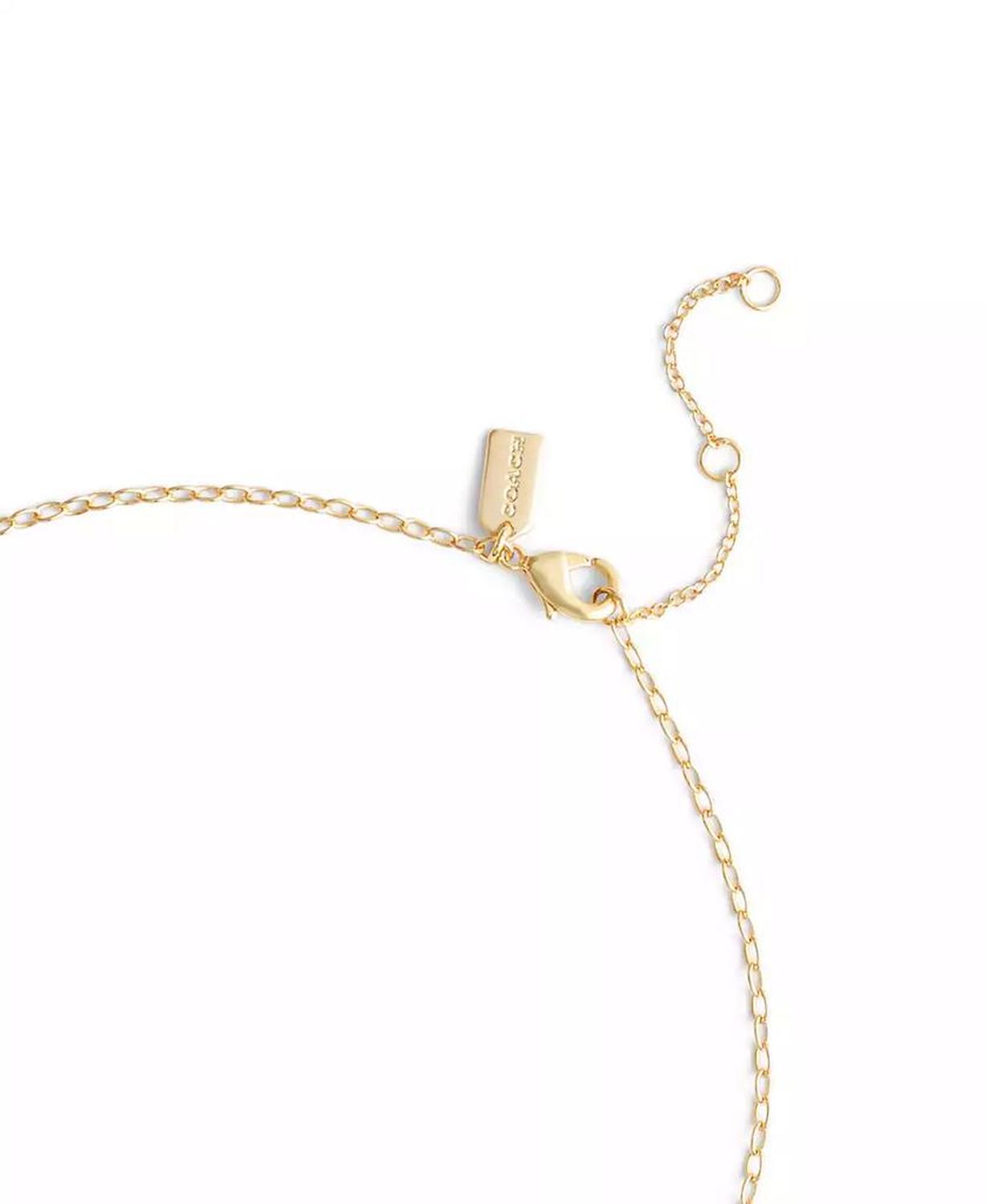 Gold-Tone Stitched Link Pendant Necklace