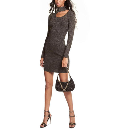 Womens Long Sleeve Metallic Cocktail And Party Dress