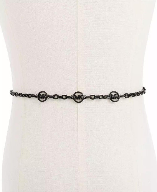 Women's Mini Chain Belt with Pave Logos