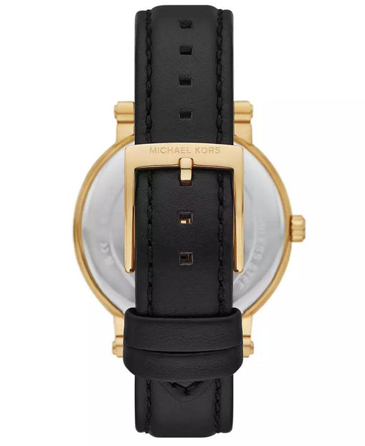 Women's Corey Three-Hand Black Leather Watch, 38mm