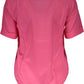 Gant Silk V-Neck Tee in Pink with Logo Accents