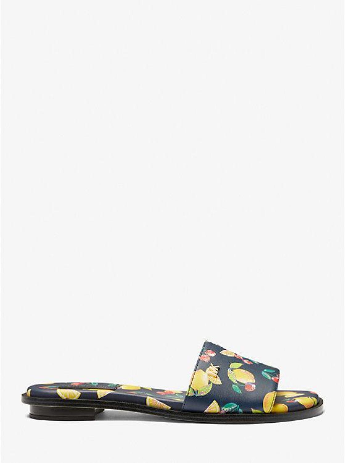 Deanna Sequined Fruit Print Slide Sandal