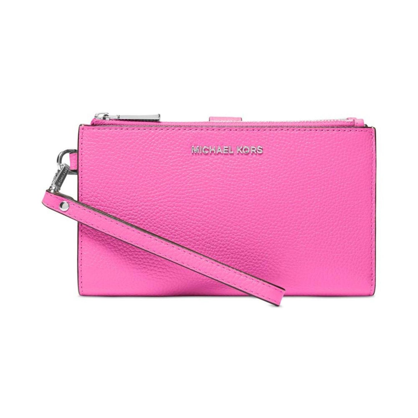 Adele Double-Zip Pebble Leather Phone Wristlet