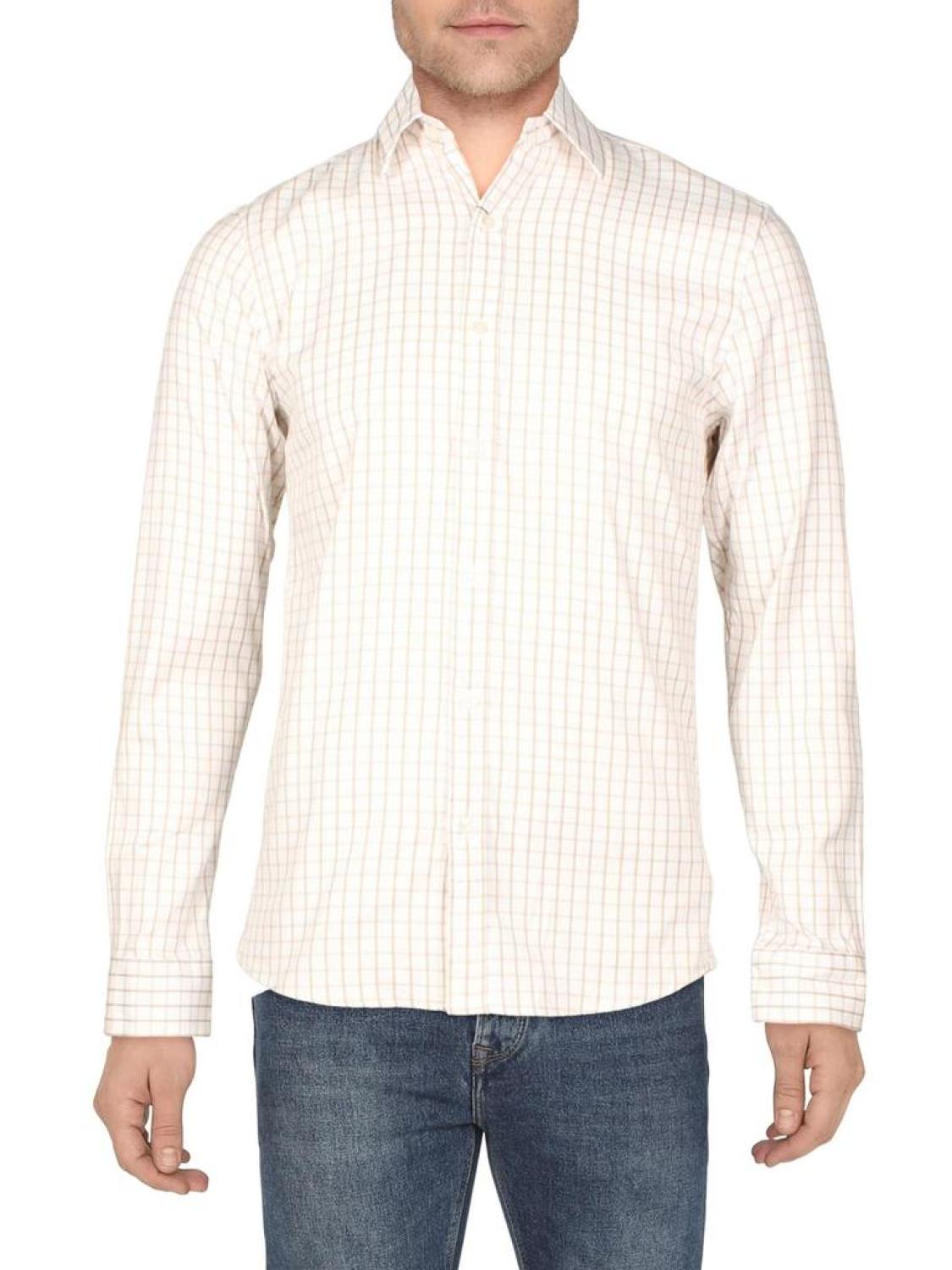 Mens Cotton Slim Fit Button-Down Shirt