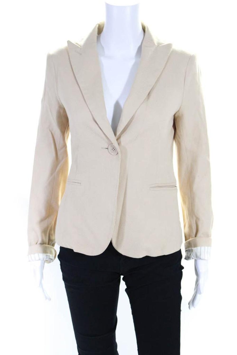 Marc Jacobs Women's Long Sleeves Lined One Button Blazer Beige