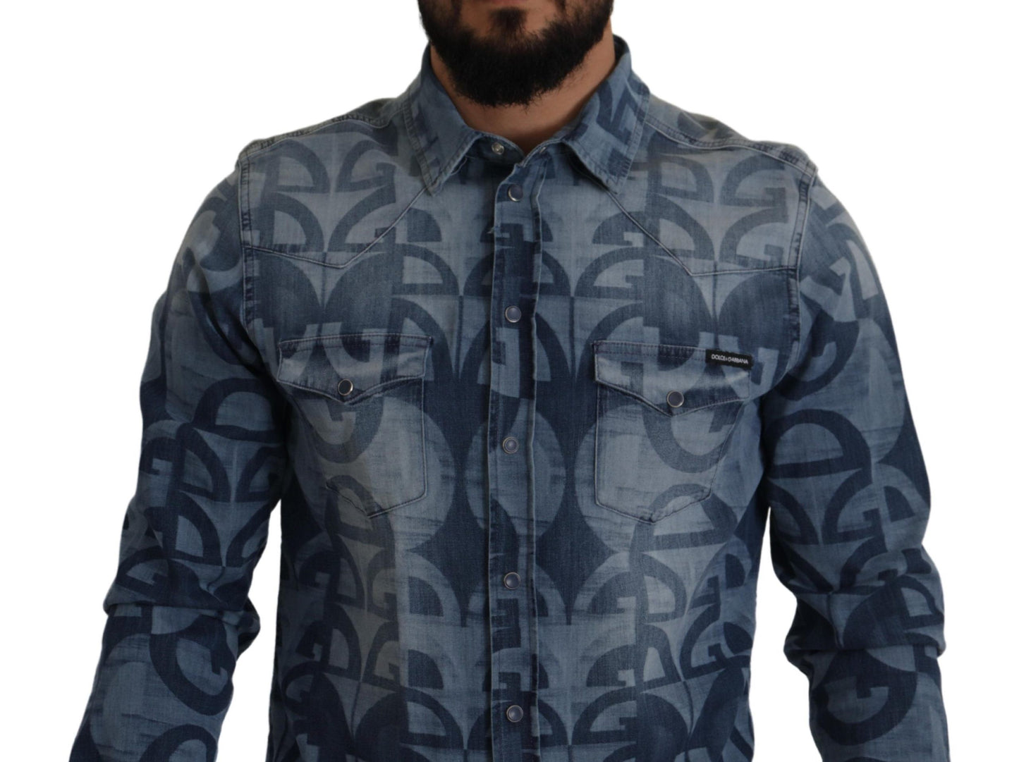 Dolce & Gabbana Elegant Slim Fit Casual Blue Men's Shirt