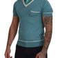 Dolce & Gabbana Elegant Silk Polo Tee with Boat Collar Print