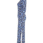 Michael Kors Printed Stretch Maxi Dress with Slit in Blue Polyester