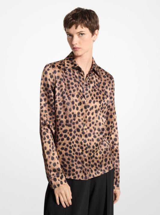 Hansen Cheetah Silk Charmeuse Shirt