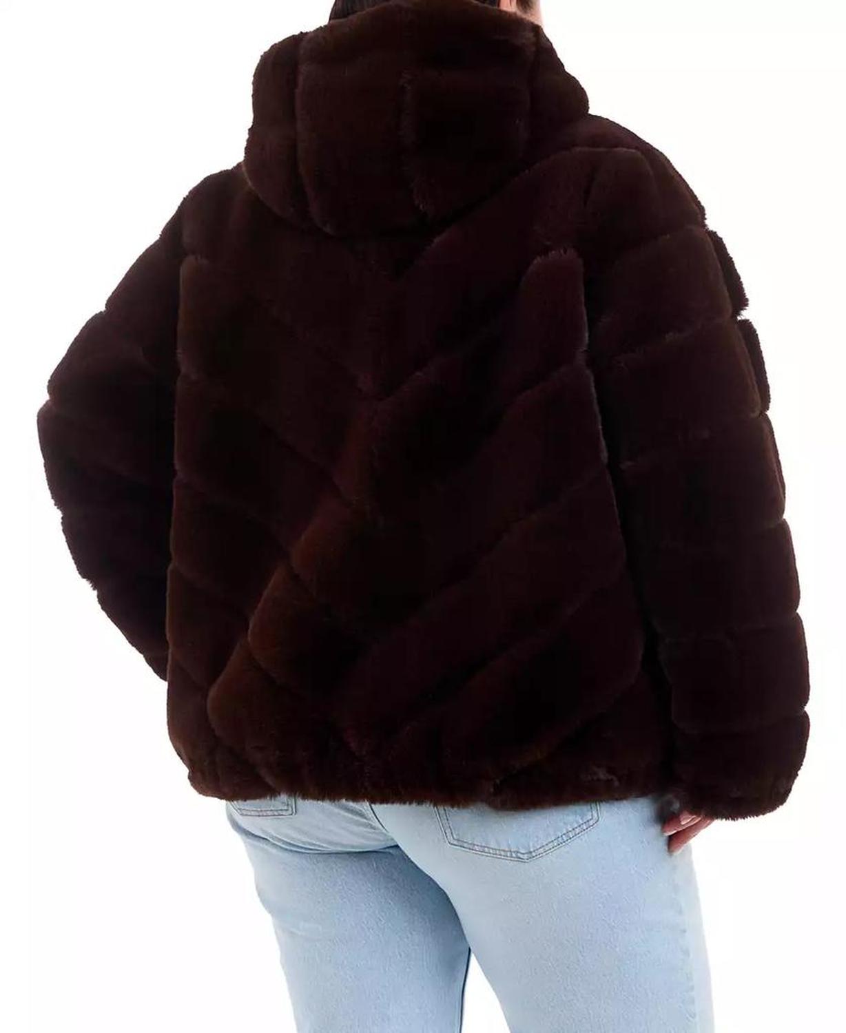 Plus Size Hooded Faux-Fur Coat