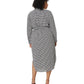 Plus-Size Houndstooth Belted Crepe Shirtdress