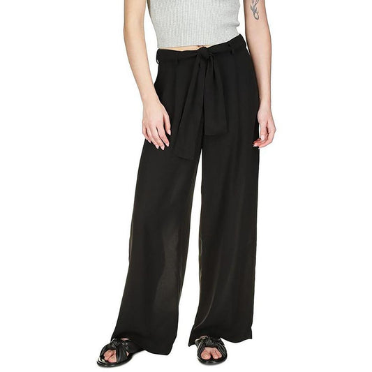 Petites Womens Sheer Crepe Wide Leg Pants