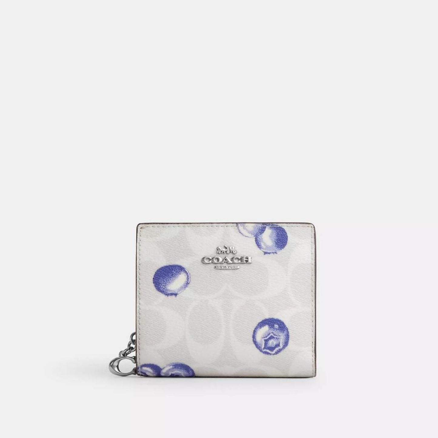 Coach Outlet Snap Wallet In Signature Canvas With Blueberry Print