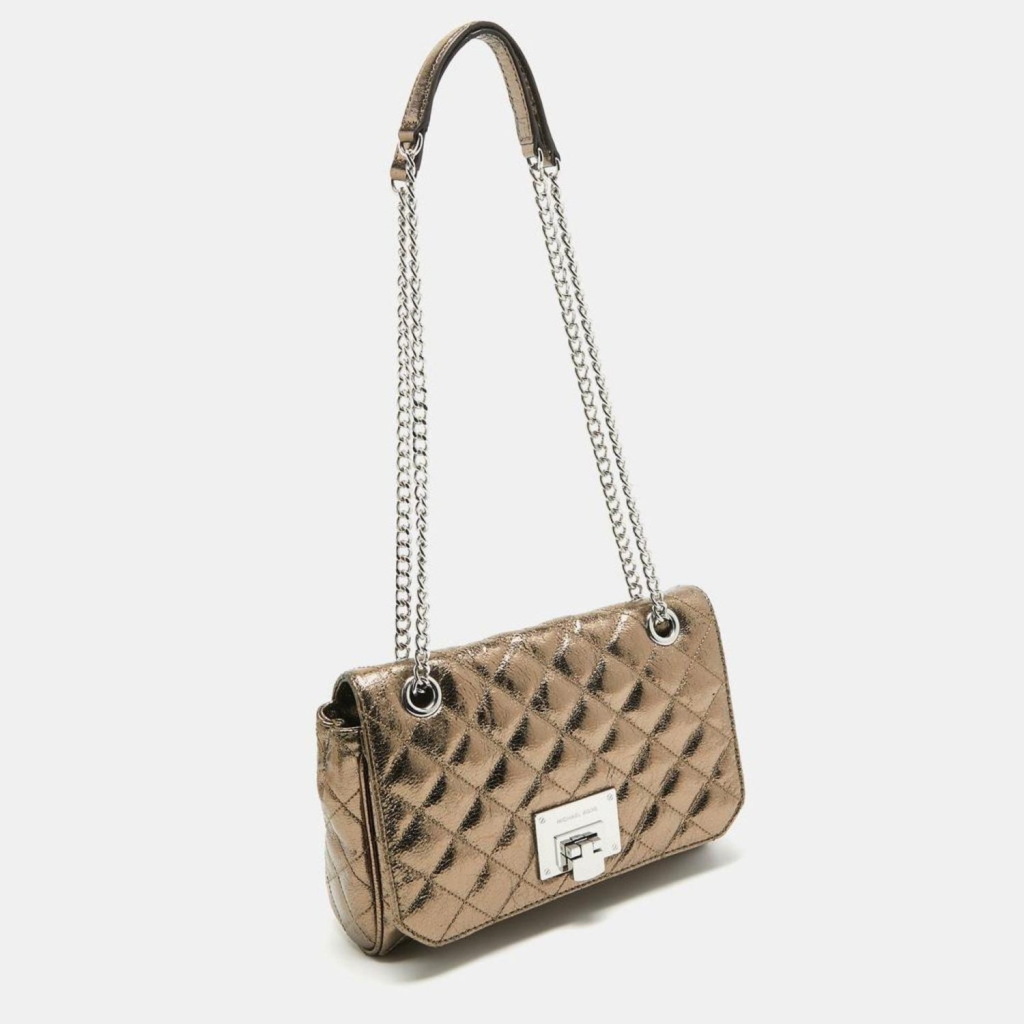 Michael Michael Kors Nickel Foil Leather Vivianne Flap Shoulder Bag