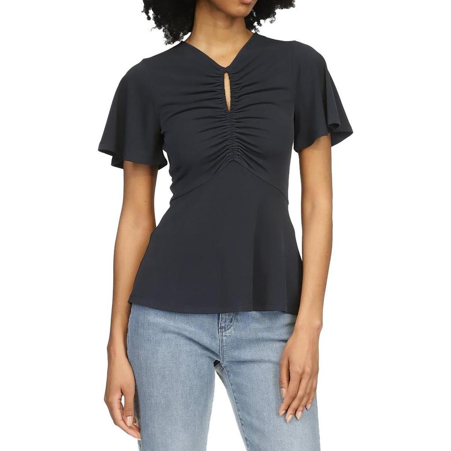 Womens Ruched Polyester Blouse