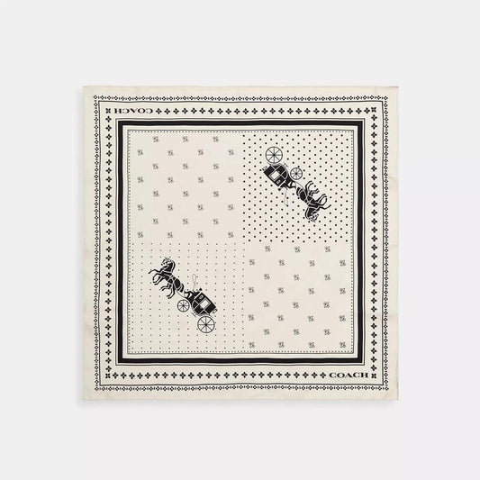 Horse And Carriage Dot Print Silk Bandana