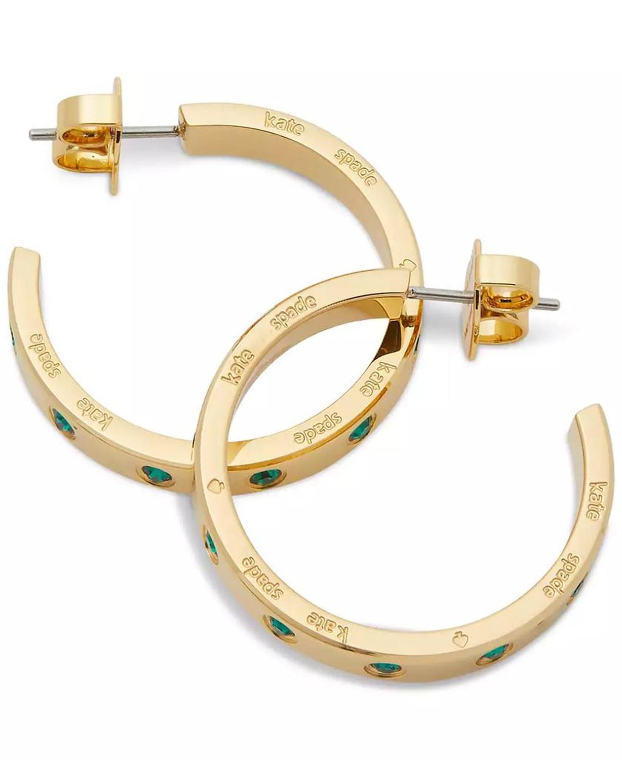 Gold-Tone Small Color Pavé Hoop Earrings, 1"