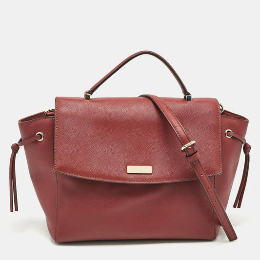 Maroon Leather Way Lilah Top Handle Bag