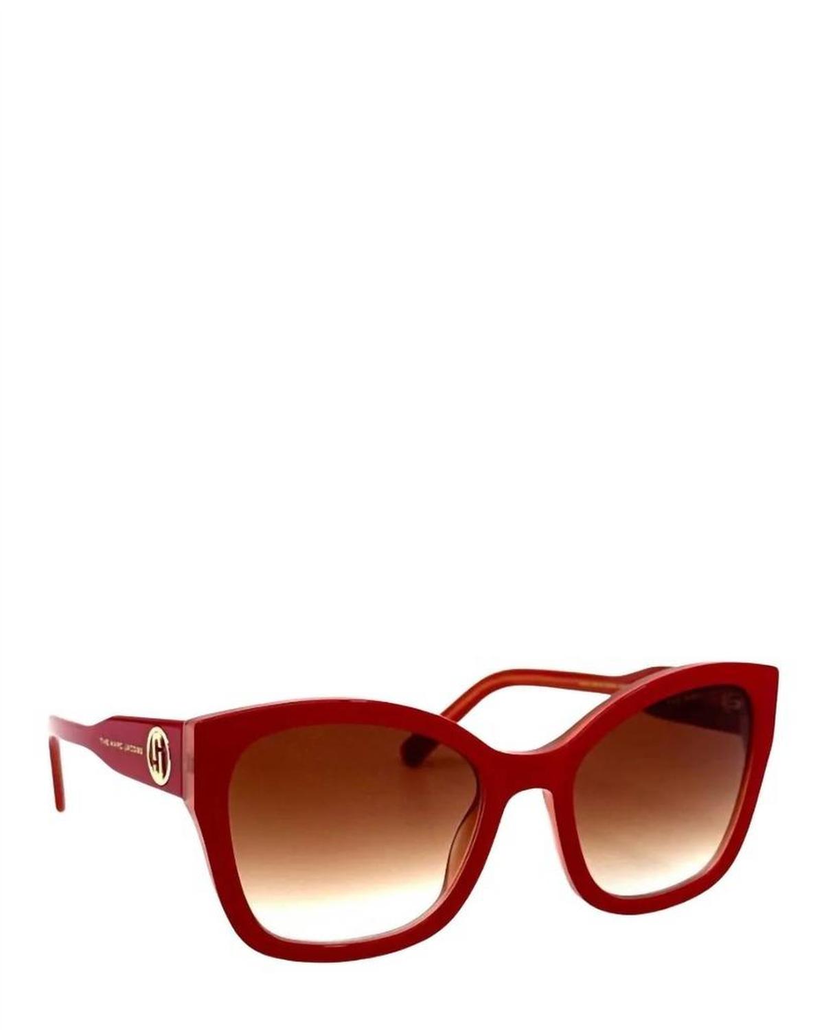 Women's Square Full Rim Acetate Sunglasses In Red / Brown