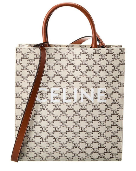 CELINE Vertical Cabas Medium Triomphe Canvas & Leather Tote