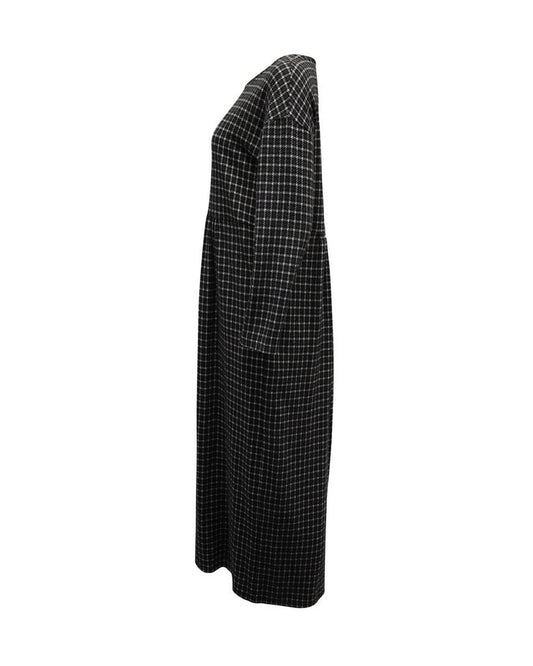 Weekend Max Mara Nitra Plaid A-Line Maxi Dress in Black Viscose