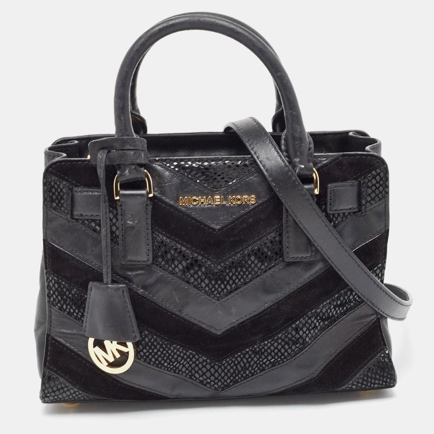 Michael Kors Black Leather And Suede East West Dillon Tote