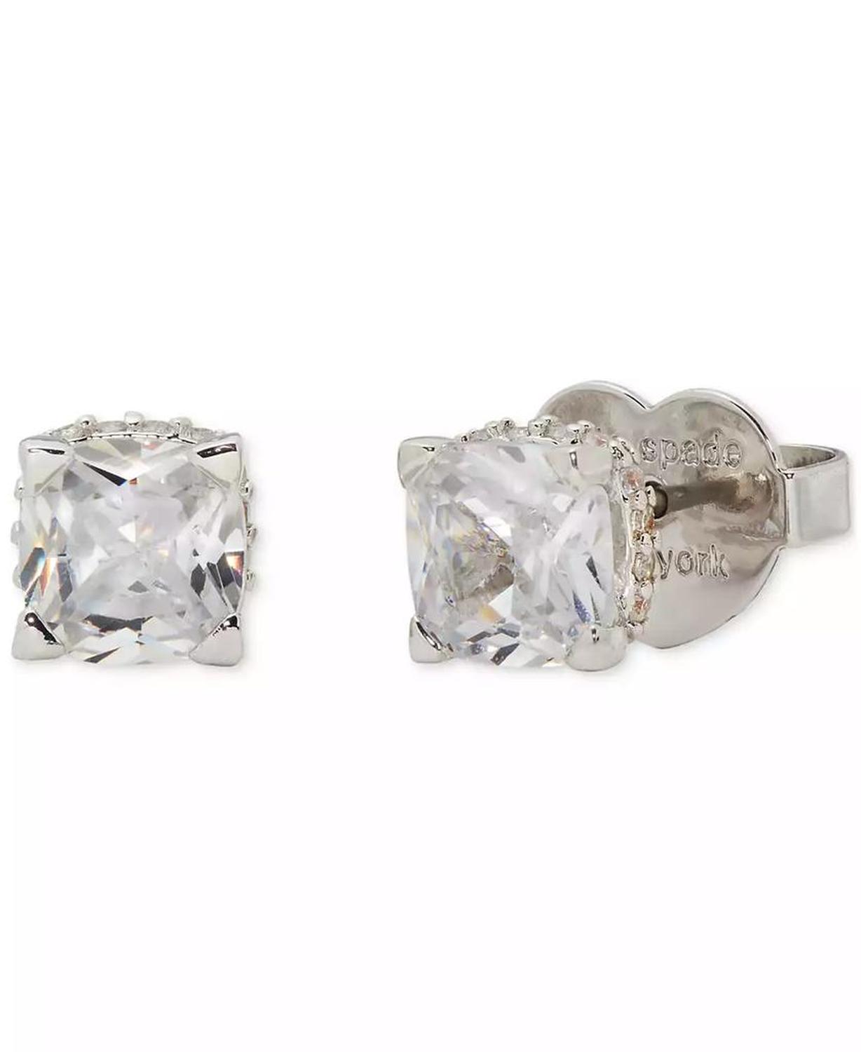 Cubic Zirconia Square Stud Earrings