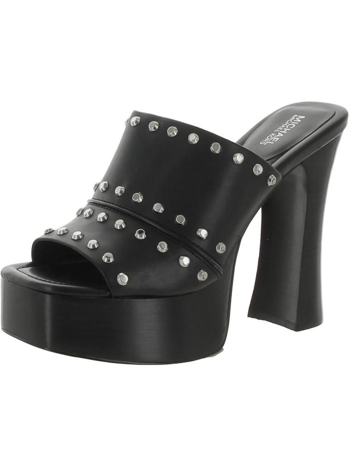 Womens Leather Embellished Platform Sandals