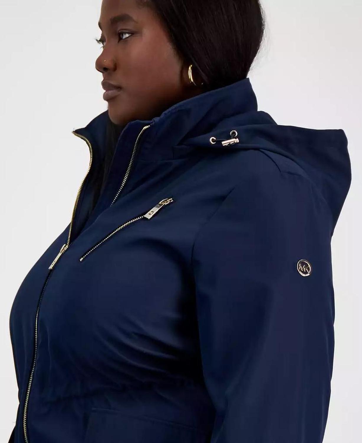 Plus Size Hooded Water-Resistant Anorak Coat