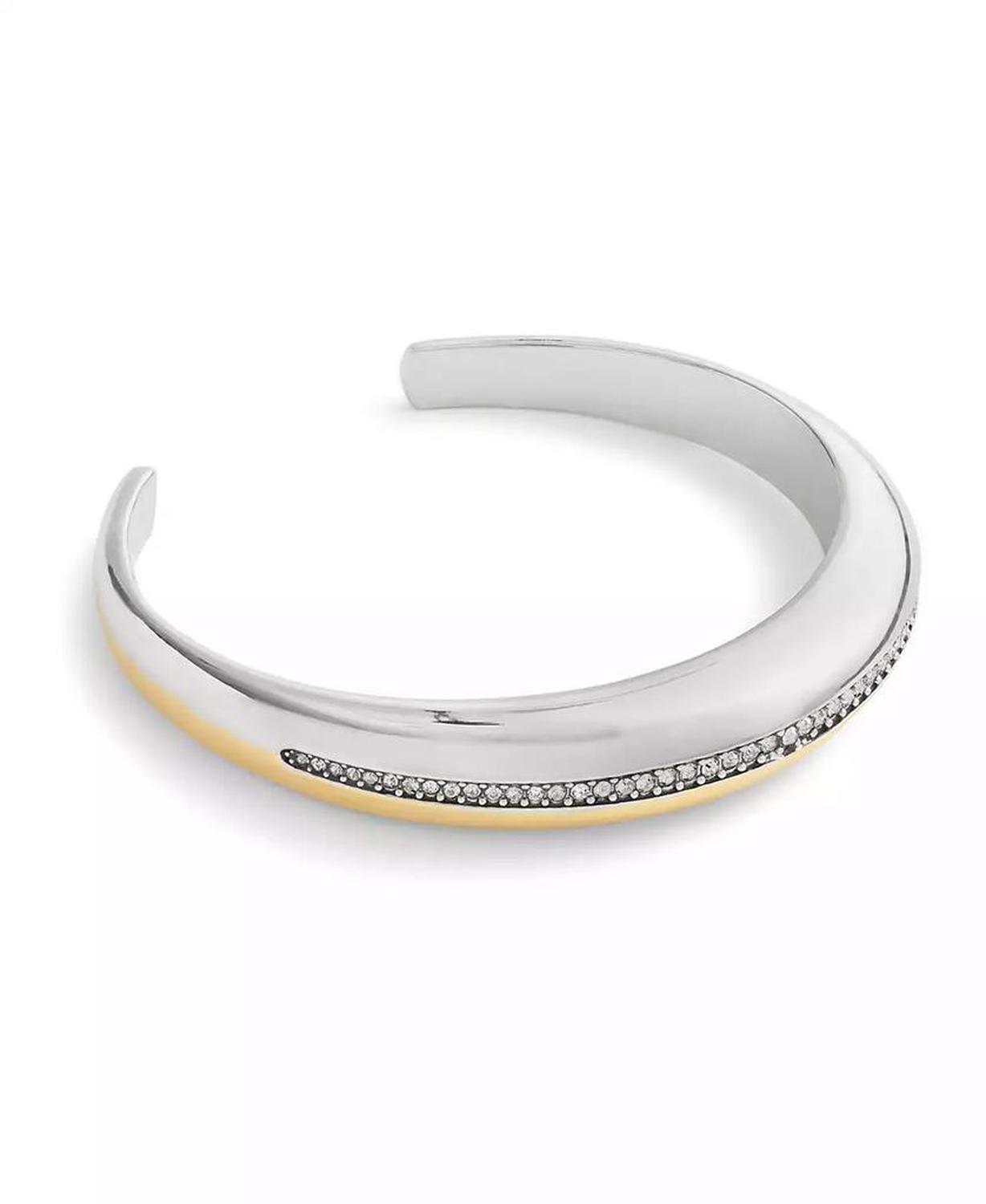 Faux Stone Signature Pavé Tubular Cuff Bracelet