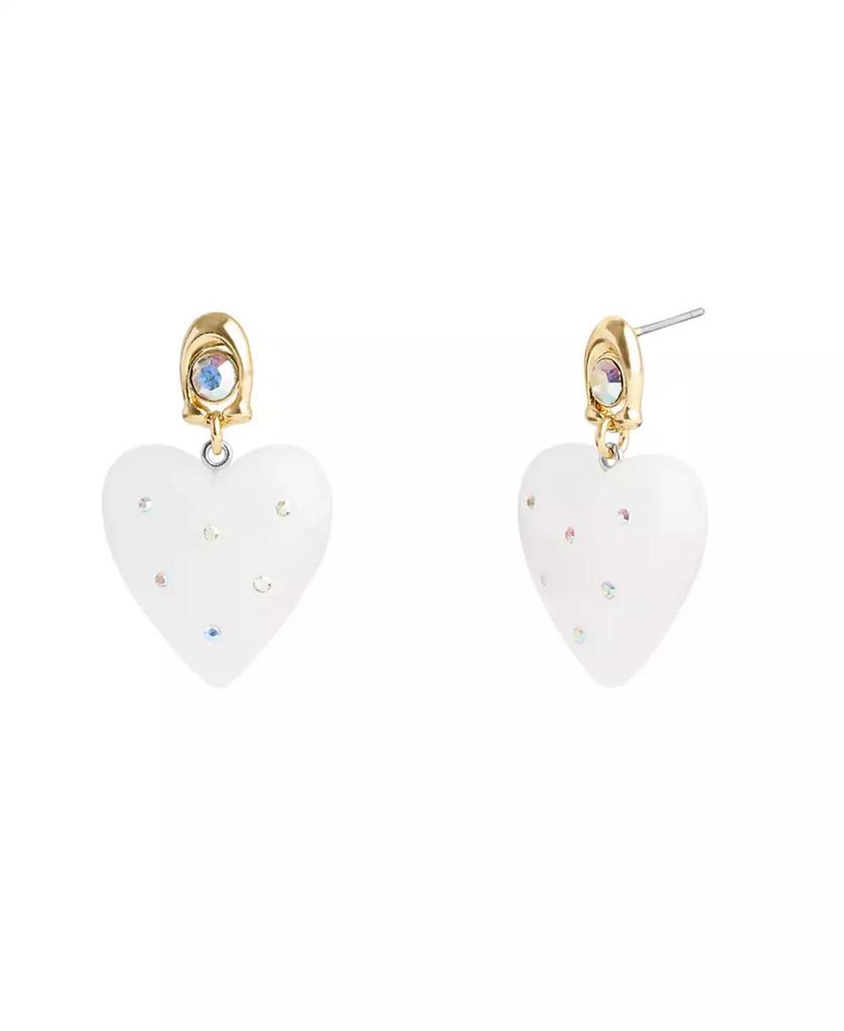 Faux Stone Vintage Charms Signature Puffy Heart Drop Earrings