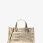 Gigi Small Metallic Crocodile Embossed Leather Messenger Bag