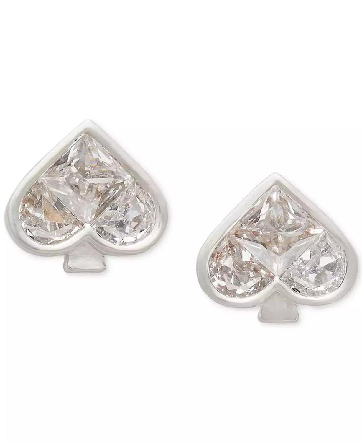 Colored Cubic Zirconia Spade Stud Earrings