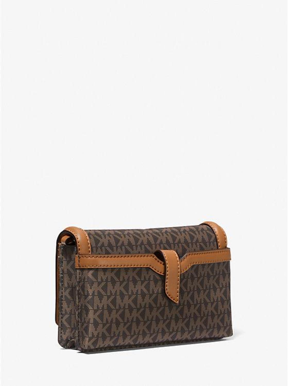 Jet Set Small Logo Print Woven Smartphone Crossbody Bag