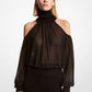 Chiffon and Cashmere Cold-Shoulder Blouse