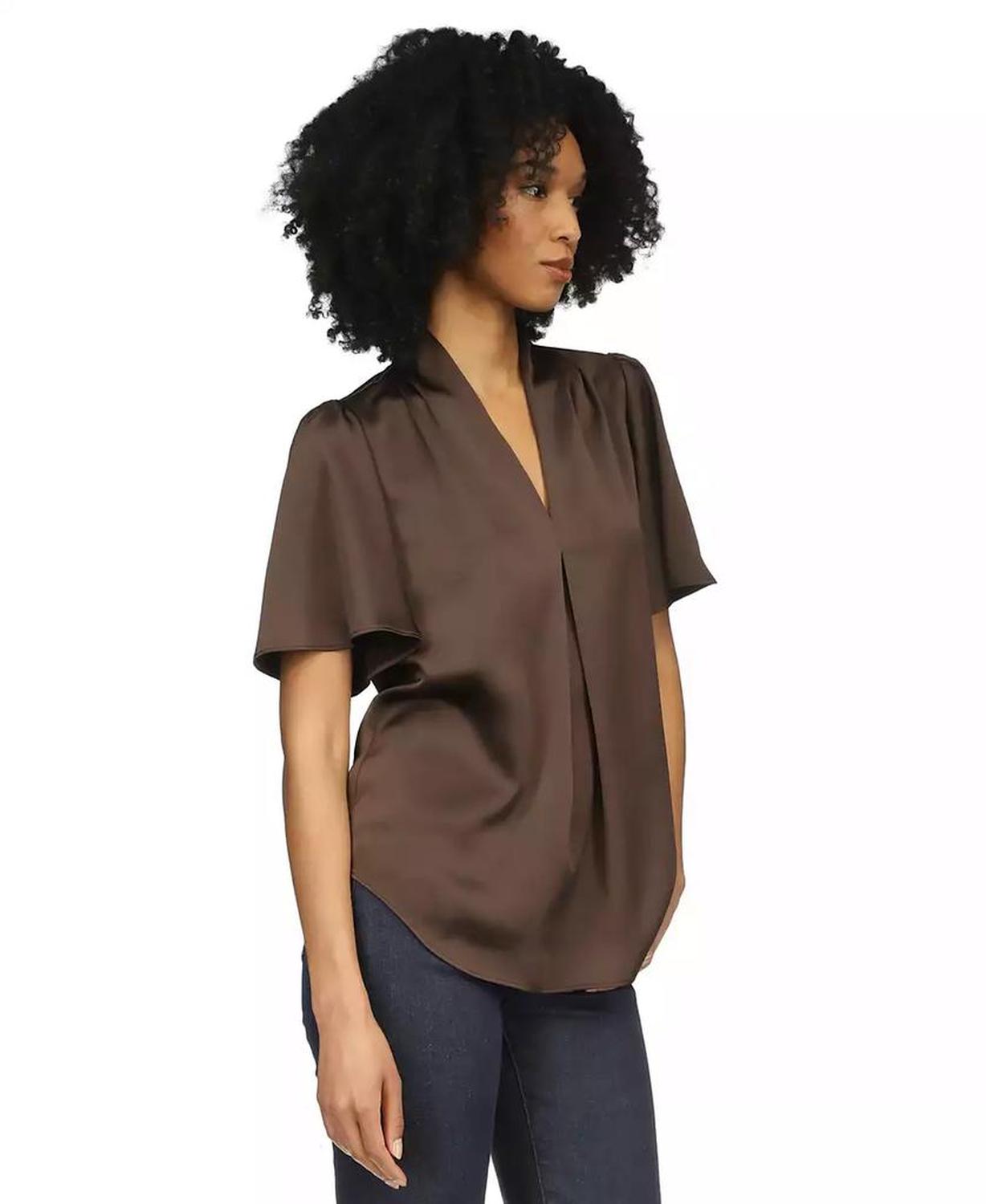 MICHAEL Women's Satin V-Neck Top