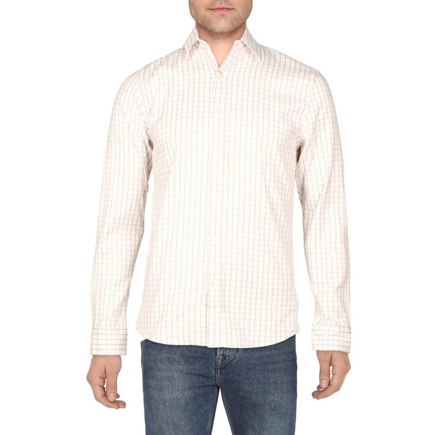 Mens Cotton Slim Fit Button-Down Shirt