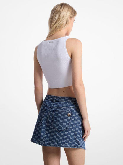 Logo Jacquard Denim Wrap Skirt